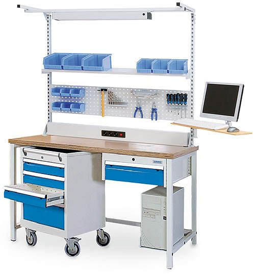 Bedrunka+Hirth pracovný a pracovný stôl, 1x150 mm, plnovýsuv zásuvky 100%, zásuvky s výškou čela 50 mm, nosnosť 70 kg, 03.14.520V
